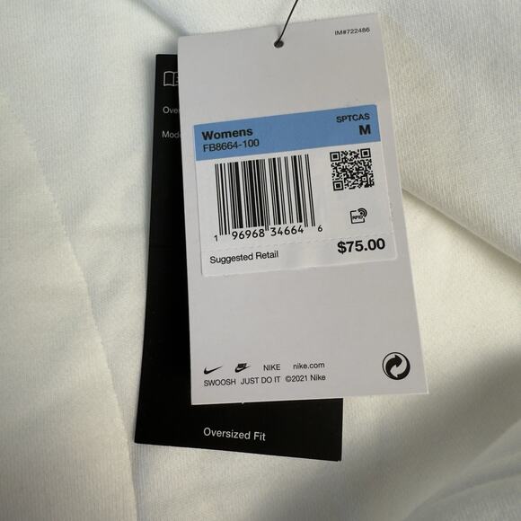 Nike Club Fleece Oversized Mock-Neck Sweatshirt Womens Medium FB8664-100 White - Picture 10 of 10